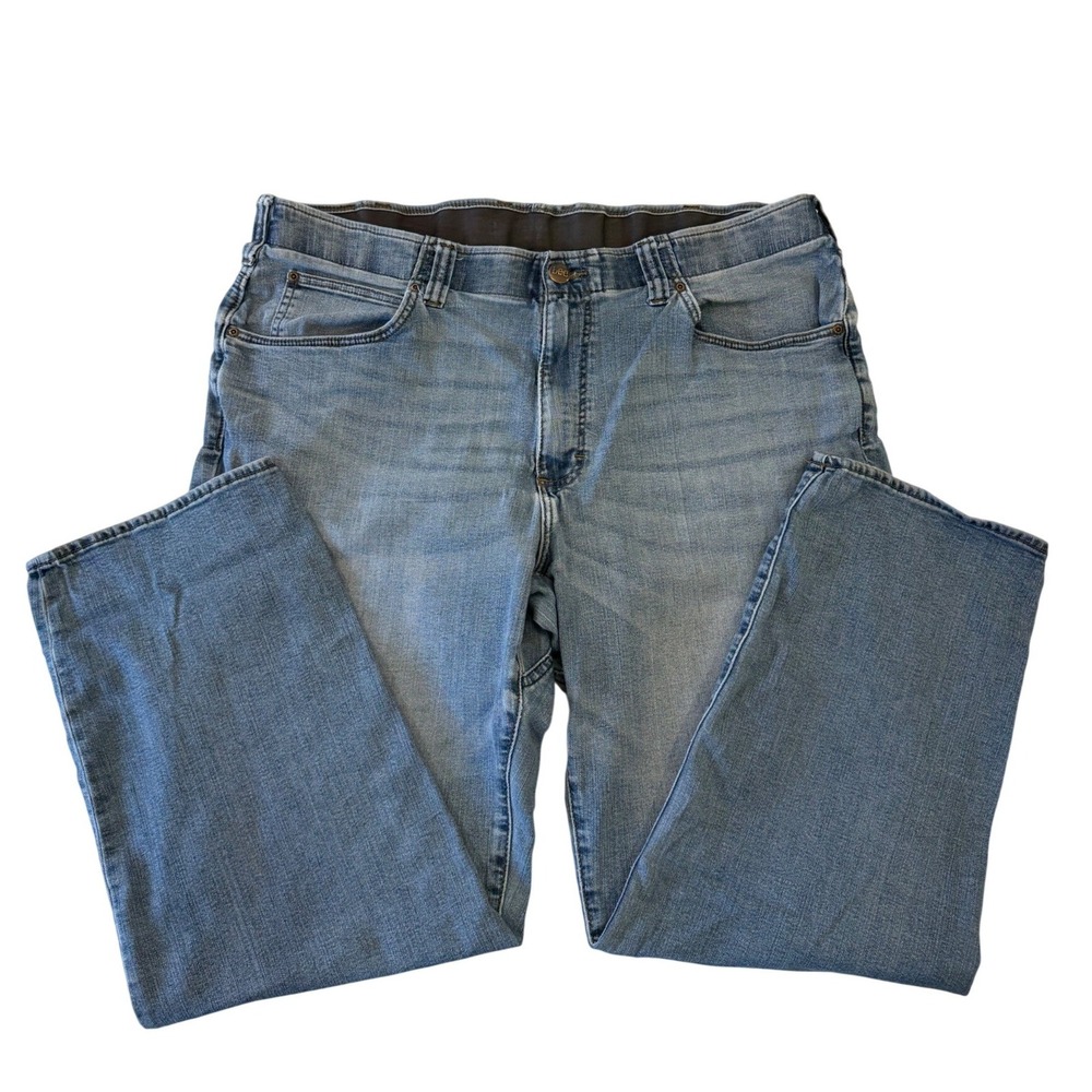 Lee Extreme Motion Mens Straight Fit Jeans Light Wash Elastic Waist 42x29